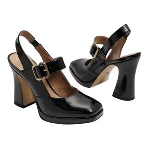 Sam Edelman Jldie Mary Jane Black Patent Chunky Heel Slingback Size 8 1/2 NIB